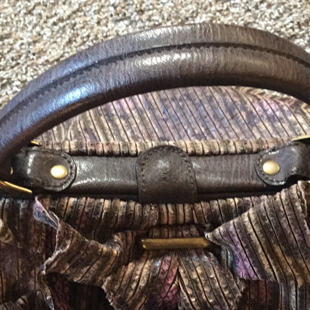 Jessica Simpson Brown Ruffled Top-Handle Bag - Picture 5 of 6